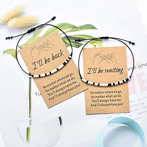 Gifts for Girlfriend Boyfriend His Her Tarsus Pinky Promise Couple Bracelets Set Morse Code Jewelry B083NCSP9Z