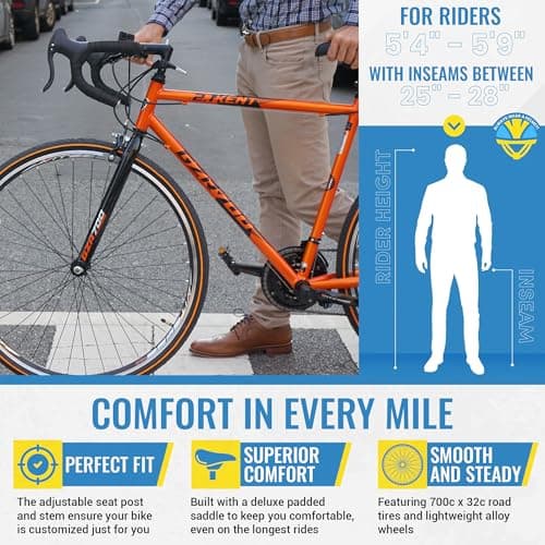 Kent GRZ700 Road Bike, 700c Men's, 21 Speed