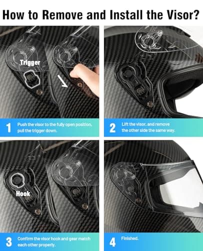 Favoto Full Face Motorcycle Helmet DOT Approved, Cascos para Motos Snowmobile Dirt Bike Helmet for Adults Men Women, Anti-Fog Film Included, Carbon Fiber, L