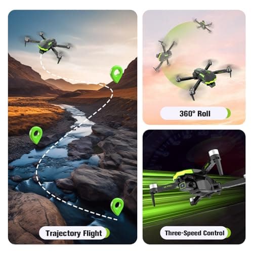 1080P FPV Camera Drone for Beginners, Foldable Quadcopter with Remote Control, Easy to Fly, Portable Design for Adults & Teens, Black
