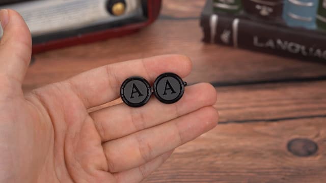 LOYALLOOK Initial Gold Cufflinks for Men Gold Cuff Links Personalized Copper CuffLinks Letter Cufflinks Gift for Groom Husband Father