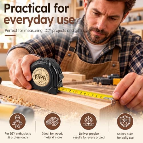 TUZELIYA Papa Birthday Gifts from Daughter Son, 16.5ft 5M Tape Measure Gifts for Him Men, No One Measures Up to You Papa, Daddy Presents, Dad Gifts for Christmas Fathers Day Thanksgiving B0HCZ5MCR9