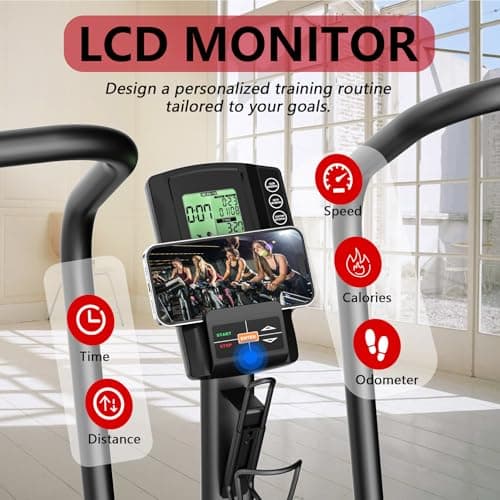Air Bike, Wenoker Exercise Bike Air Resistance Stationary Bike for Home, Indoor Bike with Dual Action Handlebars, APP Connection Customizable Monitor