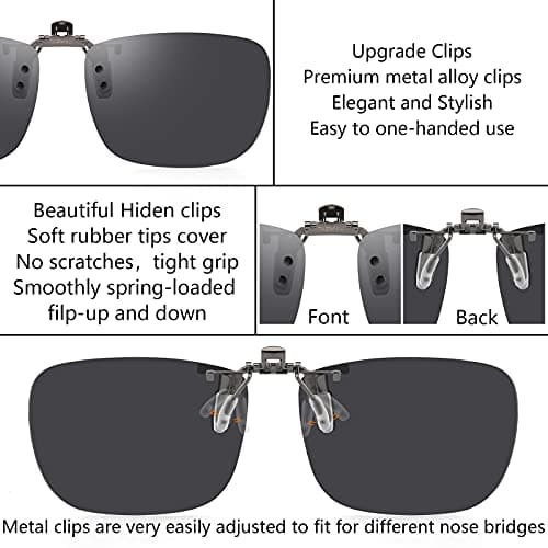 CAXMAN Polarized Clip On Sunglasses Over Prescription Glasses for Men Women UV Protection