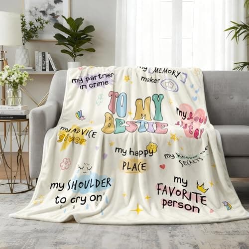 Best Friend Birthday Gifts for Women, Best Friends Blanket, Bestie Gift for Women, Friendship Gifts for Woman, Bestie Birthday Gift for Woman Friendship, Yellow Throw Blanket 60”x50” Inches