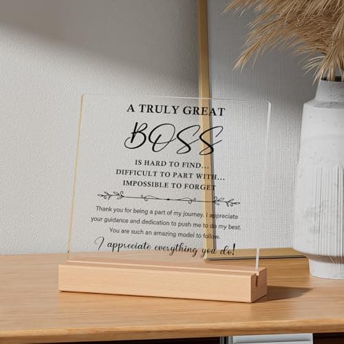 Best Birthday Thank You Retirement Farewell Gifts for Female Boss Leader, Boss Inspirational Gifts Appreciation Keepsake Funnli Boss Gifts for Women Men, Bosses Day Gifts for Boss Lady Plaque B0C6XJX64Z