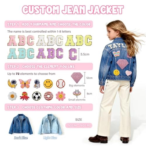 1-10 Year Old Girl Boy Birthday Gifts, 4t girl clothes, Personalized Jean Jacket Toddler Girl Boy Personalized Name Jean Jacket for Girls/Boys/Kids B0FHWNC548