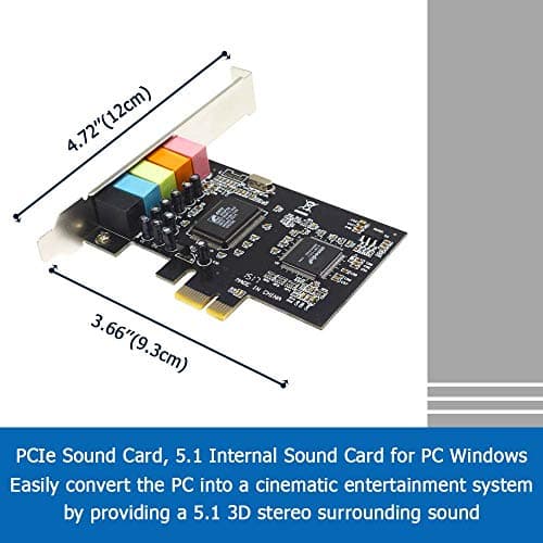 GODSHARK 5.1 Internal PCIe Sound Card for PC Windows 8 7 with Low Profile Bracket, 3D Stereo PCI-e Audio Card, CMI8738 Chip 32/64 Bit Sound Card PCI Express Adapter