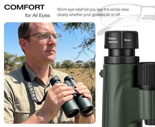 Hontry 8x42 Binoculars with IPX6 Waterproof Protection for Bird Watching, Hunting, Cruise Ship, Travel and Safari
