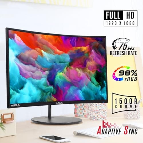 Kado Dual Monitor Setup - 2-Pack 24" Curved 1500R 1920x1080 Computer Monitor 75Hz VESA Mount HDMI Office Gaming Built-in Speakers (C24 Dual Series)