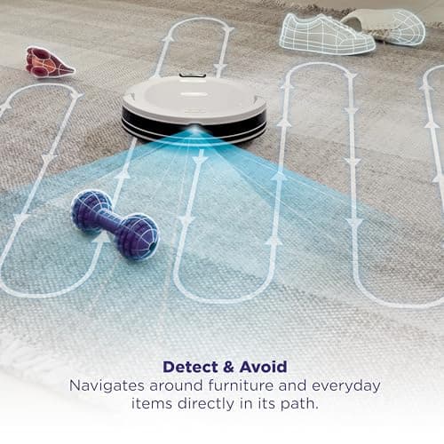 Shark Navigator Robot Vacuum with Bagless 30-Day Capacity Self-Empty Base, Powerful Suction, SmartPath Navigation, Self-Cleaning Brushroll, for Carpets & Hard Floors, White, AV2110S