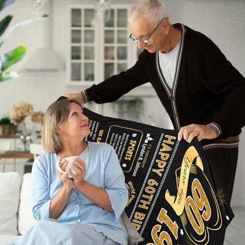 60th Birthday Gifts for Women Men, 60 Year Old Birthday Gifts for Women Men, 60th Birthday Gift Ideas Throw Blanket 60 x 50 Inch, 1966 Birthday Gift for 60 Year Old Woman, Best Gifts for 60th Birthday B0BB15FJHZ