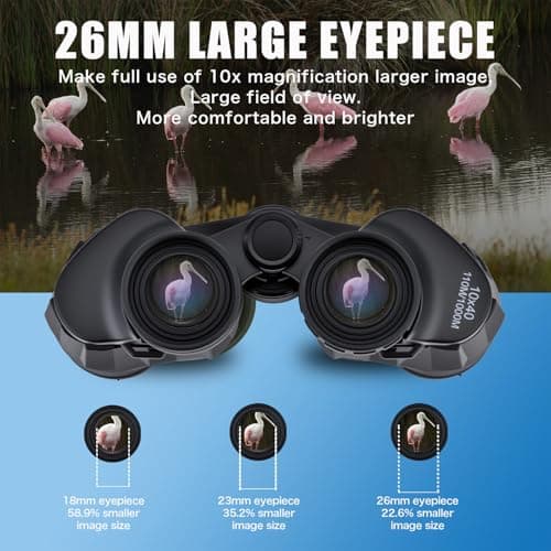 10x40 Professional HD Binoculars for Adults & Youth,Shock Proof Binocular with BAK4 FMC Lens, Large View & Waterproof Binoculars Perfect for Bird Watching,Hunting,Camping,Travel,Sports,Black