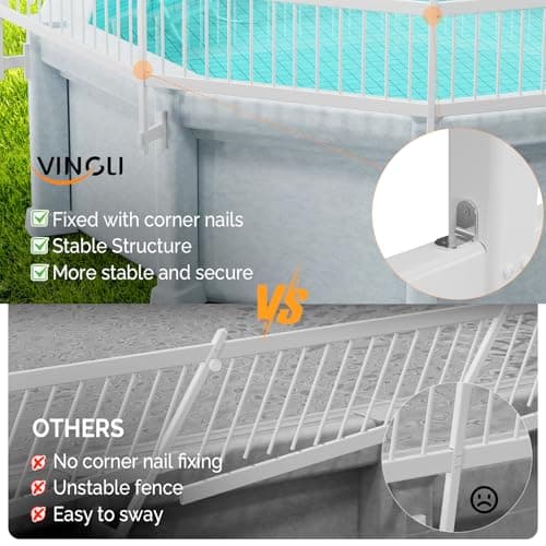 VINGLI Above Ground Pool Safety Fence,Swimming Pool Fences, Pool Fencing,White (Kit A-8 Sections)