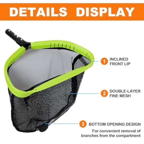 Sepetrel Pool Net,Professional Swimming Pool Leaf Skimmer Nets for Cleaning with Double-Layer Deep Big Bag,Heavy Duty Aluminum Frame & Handle Rake(Pole Not Included)