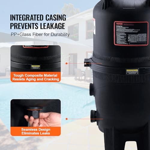 VEVOR 2025 Pro Cartridge Pool Filter Tank & Element for Above Ground & Inground Pools, Large 520-525Sq. Ft Cleaner System Compatible W/Pumps 1 to 3 HP| Up to 15311 GPH |for Pools Up to 122490 Gallons
