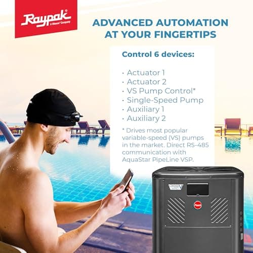 Raypak Crosswind V Deluxe Pool Heat Pump - Spa and Pool Heater with Cool Mode, Free Wi-Fi for Fleet Monitoring for Above Ground and In-Ground Pools