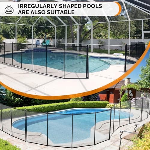 VINGLI Pool Fence 5Ft x 48Ft Swimming Pool Fence in Ground Pool Safety Fencing, Black