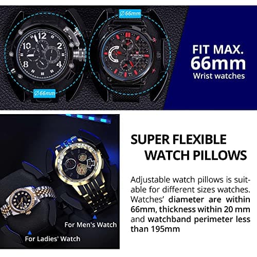 High End Watch Winder for Automatic Watches with Super Quiet Motor, Blue LED Light & Rotation Mode Setting, Watch Winder for Rolex with Flexible Pillow, Dual Power