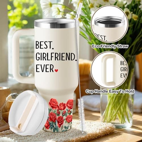 Anniversary, Christmas, Valentines Day Gift Ideas for Her - 40oz Travel Cup Insulated Tumbler with Lid & Straw Gifts for Girlfriend - Girlfriend Birthday Gifts for Women B0FVDQHKY6