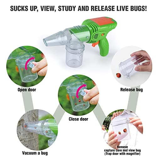 PLAY Bug Vacuum for Kids,Bug Catcher kit for Kids,Eco-Friendly Bug Suction Toy Vacuum with Magnifying Glass Viewing Chamber, for Boys Age 4+