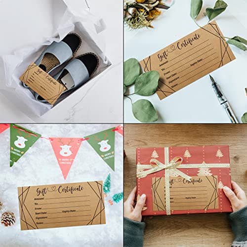 ceiba tree Kraft Blank Gift Certificates for Business 30 Pcs Black Foil Certificate Cards with Envelopes for Salon Restaurants Spa Birthday