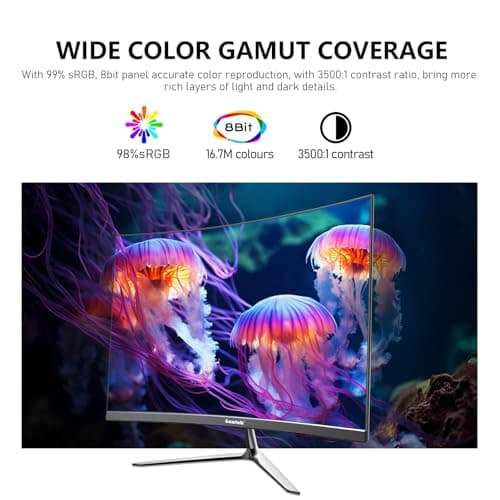 Gawfolk 24.5 Inch Gaming Curved Monitor Built-in Speakers, 3000R 120Hz PC Screen Full HD 1080P, HDMI 2.0, VGA, Wall Mount Compatible 75 * 75mm