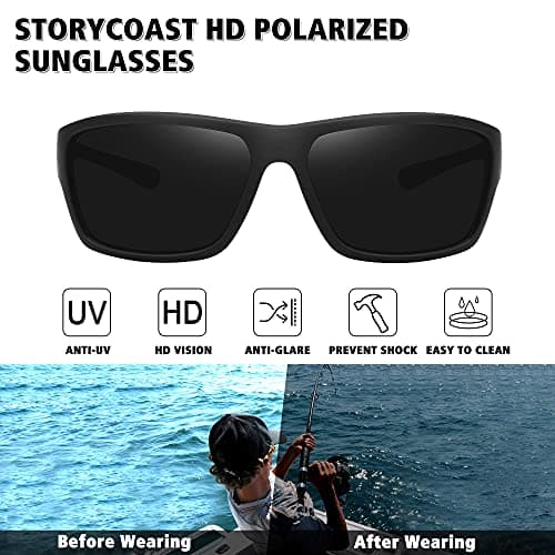STORYCOAST Polarized Sports Sunglasses for Men Women Unbreakable Frame Cycling Fishing Driving