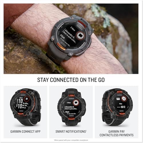 Garmin Instinct® 3 45mm, Solar Charged Display, Rugged Outdoor GPS Smartwatch, Metal-Reinforced Bezel, Built-in Flashlight, Black