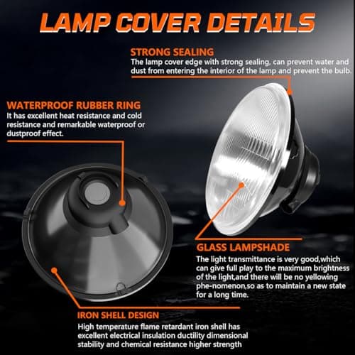 H4/9003 LED Headlight Bulbs + 7 Inch H6024 Glass Round LED Headlight Housing,Halogen Sealed High Low Dual Beam,Original Classic Look Conversion Pair Kit Pair