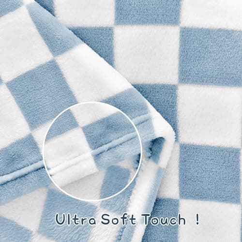 Yurhap Checkered Baby Blanket Fleece Baby Blankets for Boys, Ultra Soft Cozy Fluffy Infant Toddler Newborn Receiving Blankets for Crib Stroller, 30''x40'', Blue B0DBHD9QV1