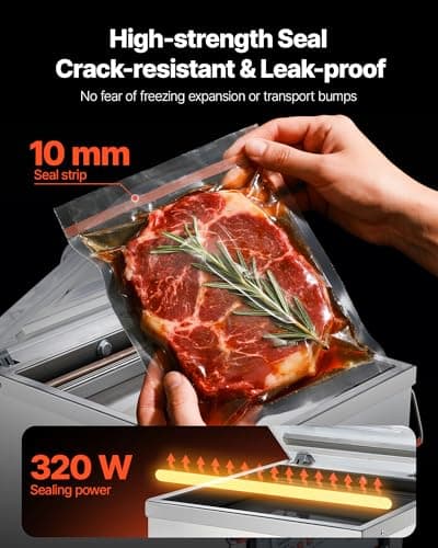 VEVOR Chamber Vacuum Sealer, 320W Sealing Power, Vacuum Packing Machine for Wet Foods, Meats, Marinades and More, Compact Size with 12.6 in Sealing Length, Applied in Home Kitchen and Commercial Use