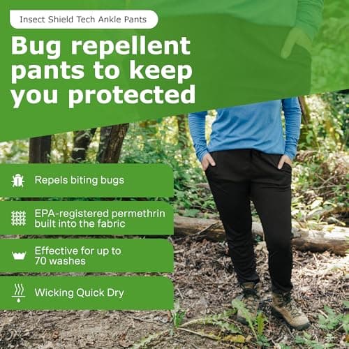 Insect Shield Women's Tech Ankle Pants - Casual Knit Pants with Built-in Permethrin Tick, Mosquito & Biting Insect Protection