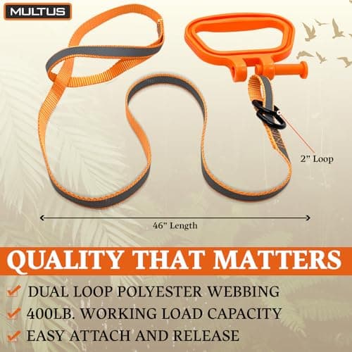 MULTUS Deer Drag Rope & Strap - Heavy Duty Deer Puller for Hunting - Unique Gifts for Hunters, Dad, Men Who Have Everything - Hunting Essentials & Accessories