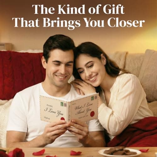 Fill in the Blank Book for Boyfriend Girlfriend, Personalized Anniversary, Christmas and Birthday Gifts for Men Women What I Love About You Book for Couples - Valentines Day Gifts for Him, Her