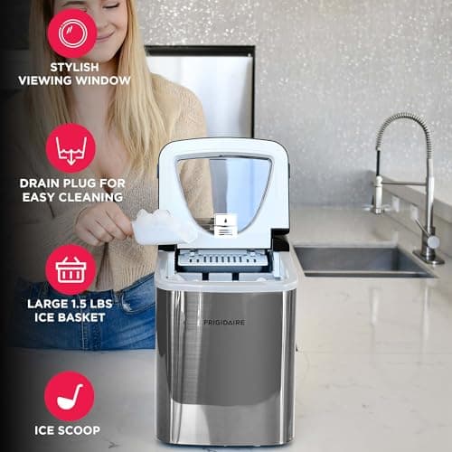 Frigidaire EFIC123-SS Counter Top Maker, Produces 26 pounds Ice per Day, Stainless Steel