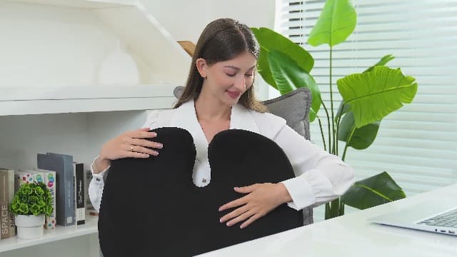 ZZ-WELL Seat Cushions for Office Chairs - Patented Coccyx Cushion for Tailbone Pain - 21.2" W x 16.5" L Memory Foam Extra Large Seat Cushion, Removable & Machine Washable Cover (Black)