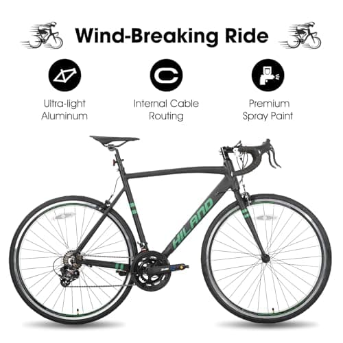 HILAND 700c Road Bike 14 Speed, Aluminum Frame Racing Bike, City Commuter Bicycle for Men Women