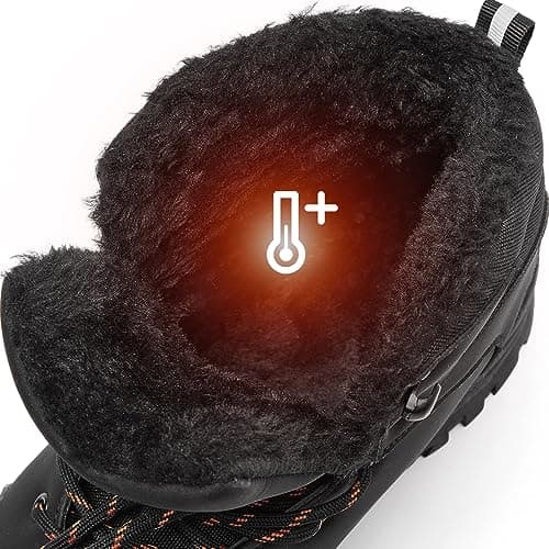 CARENURSE Mens Snow Boots Winter Warm Fur Lined Shoes Non-Slip Insulated Hiking Boot
