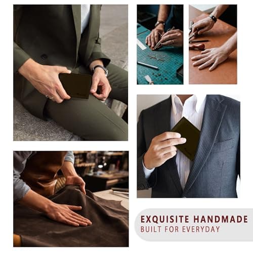 Travelambo Genuine Leather Wallet for Men with Gift Box - Handmade Bifold Stylish - Mens Wallets Rfid Blocking with 2 ID Windows