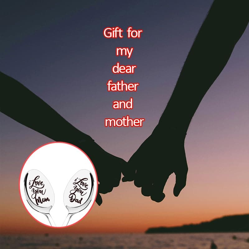 Parent Anniversary Birthday Gifts for Parents I Love Mom And Dad Coffee Spoons Gift for Mother Father Retirement Gifts for Women Men Mommy Daddy Christmas Gifts for Mom Dad from Daughter Son