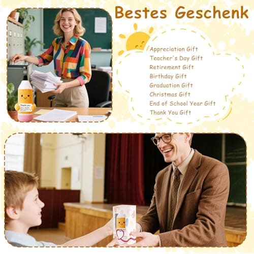 Teacher Gifts for Women Men Appreciation Thank You Gift Positive Crochet Pencil Ornaments Personalized Christmas Birthday Retirement Thanksgiving Gifts for her him Office Desk Decor Stocking Stuffers