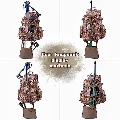 BLISSWILL Large Hunting Backpack with padded weapon compartment for Bow Rifle with Waterproof Rain Cover Hunting Gear Accessories 40L(Supercamo Timber)
