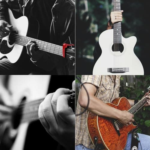 Guitar Capo, Metal Capo with Protective Silicone Pad Suitable for 6 String Guitar Acoustic Guitar Ukulele Electric Guitar Accessories (Red)