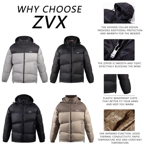 ZVX Goose Down Jacket, Warm and Soft Goose Down Jackets Men,Waterproof Windproof Unisex Down Jacket