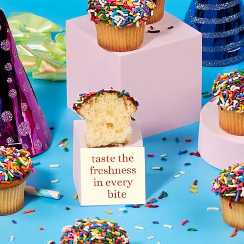 Birthday Gift Basket | Cupcakes Bakery Fresh [9 Count] | Mini Rainbow Sprinkle Cupcakes Individually Wrapped | Birthday Treats for Kids, Men, Women| Kosher, Nut Free | Stern’s Bakery B0D154PXW7