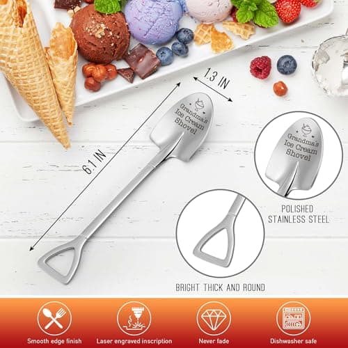 Gifts for Grandma Funny Christmas Grandma Birthday Gifts for Women Grandmother Gigi Nana Granny Mothers, from Grandkids for Christmas Stocking Stuffers Cute Engraved Grandma's Ice Cream Shovel Spoon