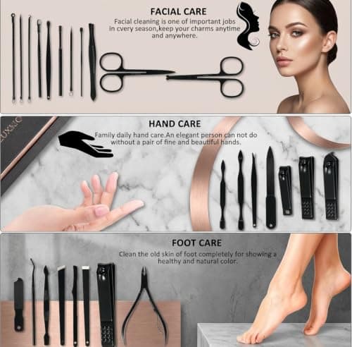 Manicure Set Professional Nail Clipper Kit-26 Pieces Stainless Steel Manicure Kit,nail Care Tools with Luxurious Travel Case