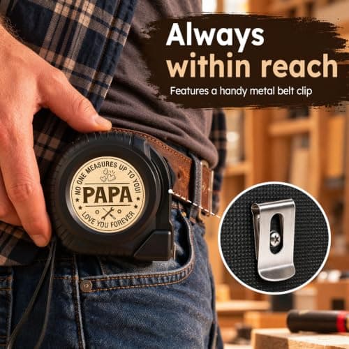 TUZELIYA Papa Birthday Gifts from Daughter Son, 16.5ft 5M Tape Measure Gifts for Him Men, No One Measures Up to You Papa, Daddy Presents, Dad Gifts for Christmas Fathers Day Thanksgiving B0HCZ5MCR9
