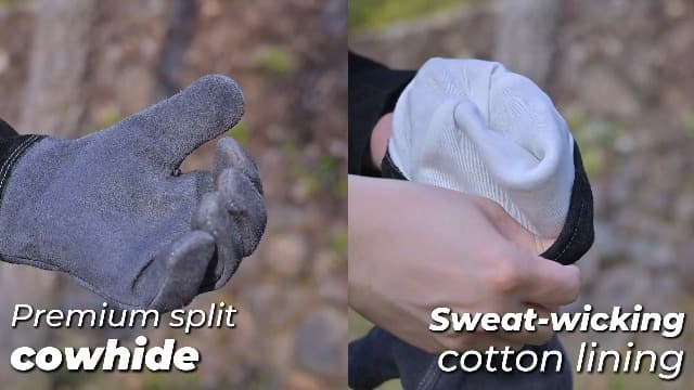 HANDLANDY Long Gardening Gloves for Men & Women, Pigskin Leather Rose Pruning Gloves, Breathable Thorn Proof Gauntlet Glove (Brown-Pigskin, M)